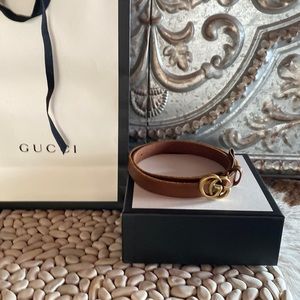 Gucci brown leather wrap around belt